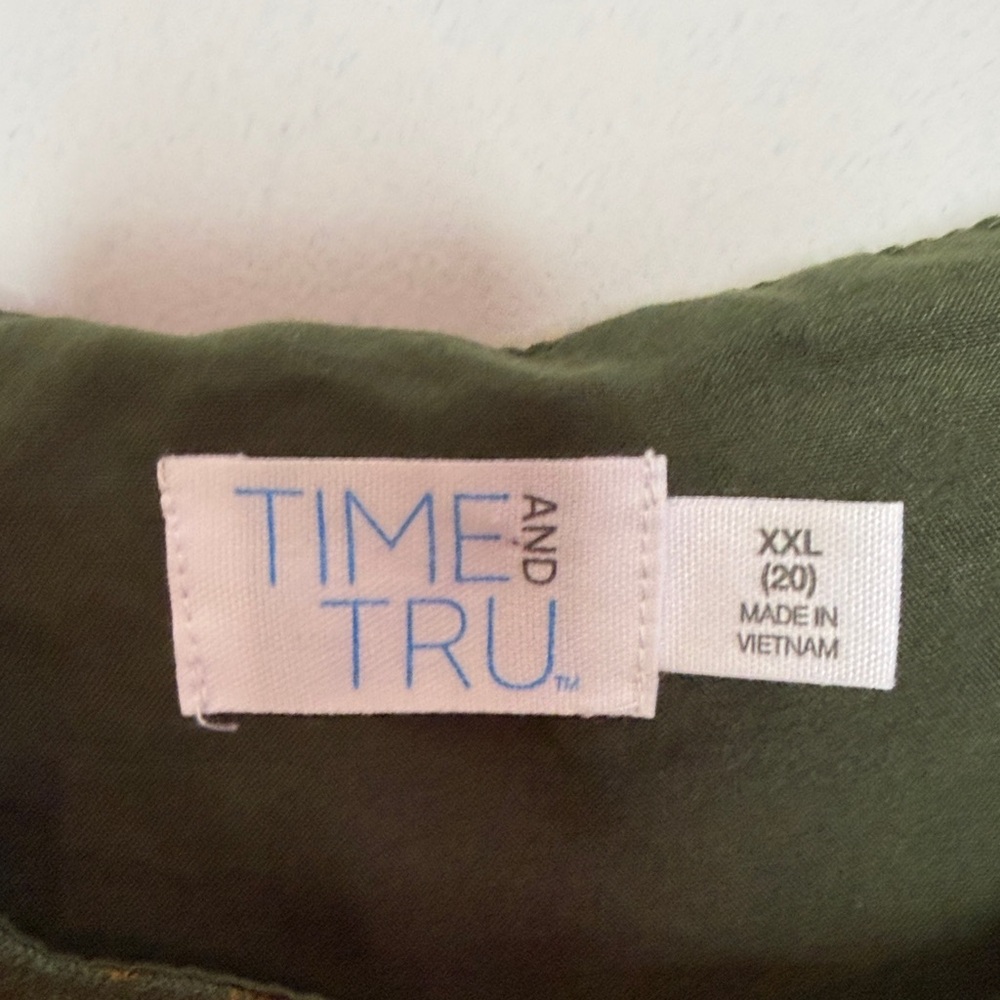 Time and Tru Green Floral Square Neck Midi Dress With Pockets Size XXL - Picture 7 of 16